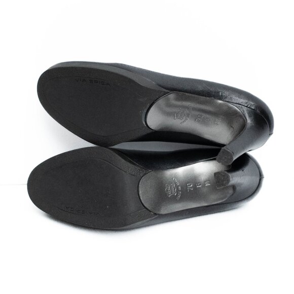 Via Spiga Platform Heels Women’s 6 Black Leather Pumps Made in Italy Career Goth - Picture 8 of 11